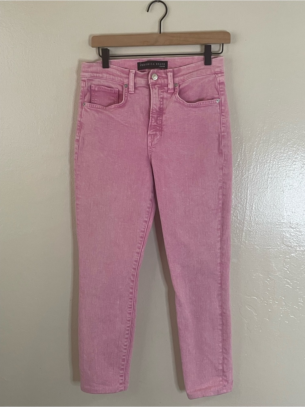 Veronica Beard Pink Kate High Rise Skinny Jeans